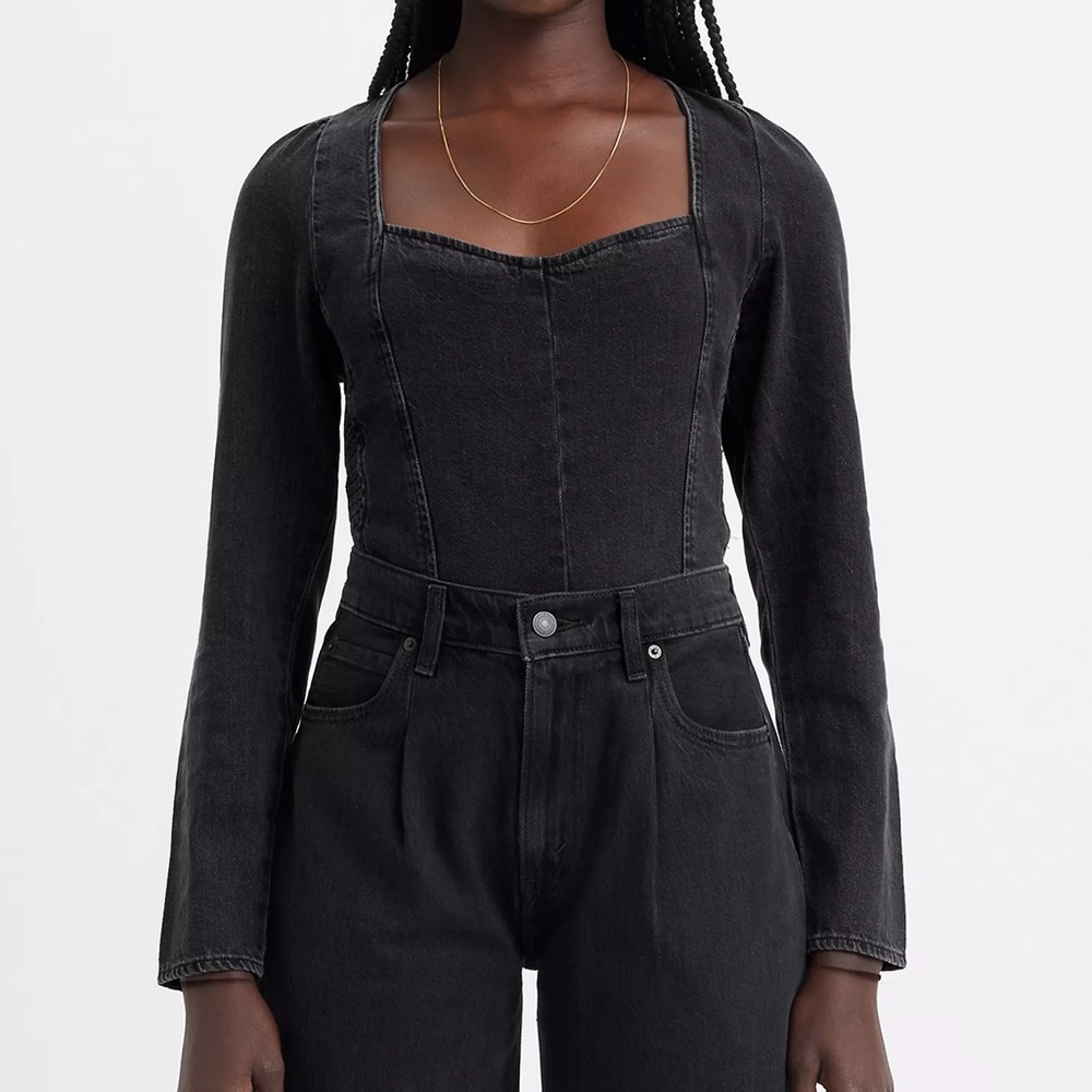 Levi's Black Denim Blouse OPHELIA CORSET BLOUSE